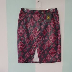 Lucky & Blessed Pink and Black Patterned Skirt